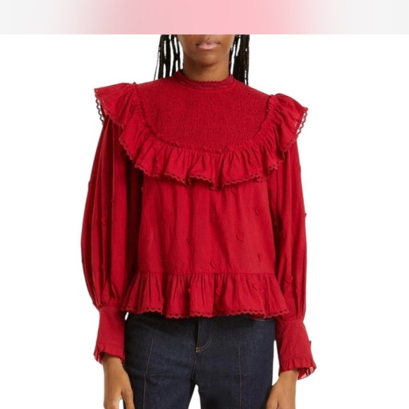 FARM Rio Red Ruffled Blouse - Picture 1 of 3